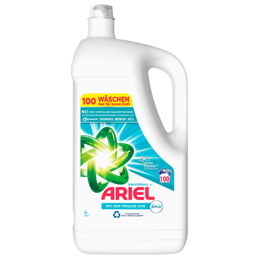 Ariel Universalwaschmittel mit der Frische von Febreze 5l, 100WL